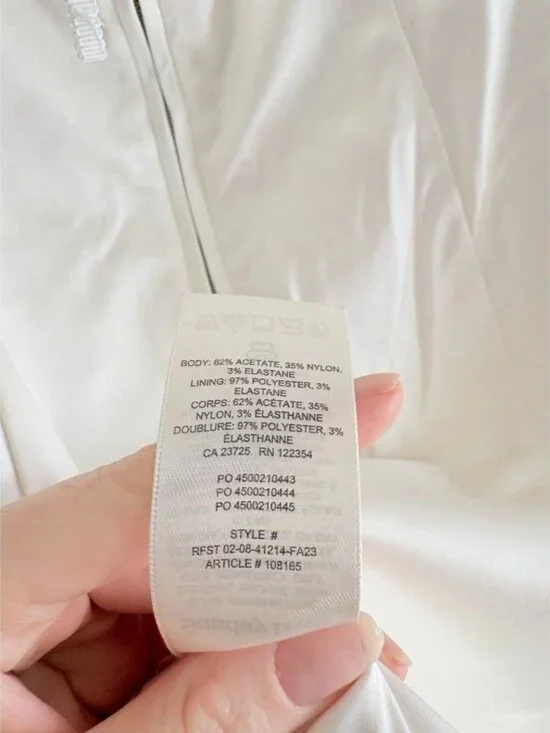 Aritzia Sunday Best Shimmer Satin Tube Dress Birch White Size 4 - Picture 9 of 10